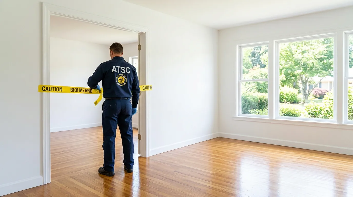 Certified biohazard cleanup crew performing Decomposition Cleanup in Henryetta